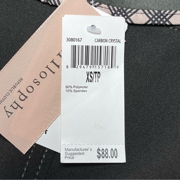 Philosophy Open Faux Leather Cropped Jacket XS Pockets Carbon Crystal Moto NEW - Picture 15 of 15